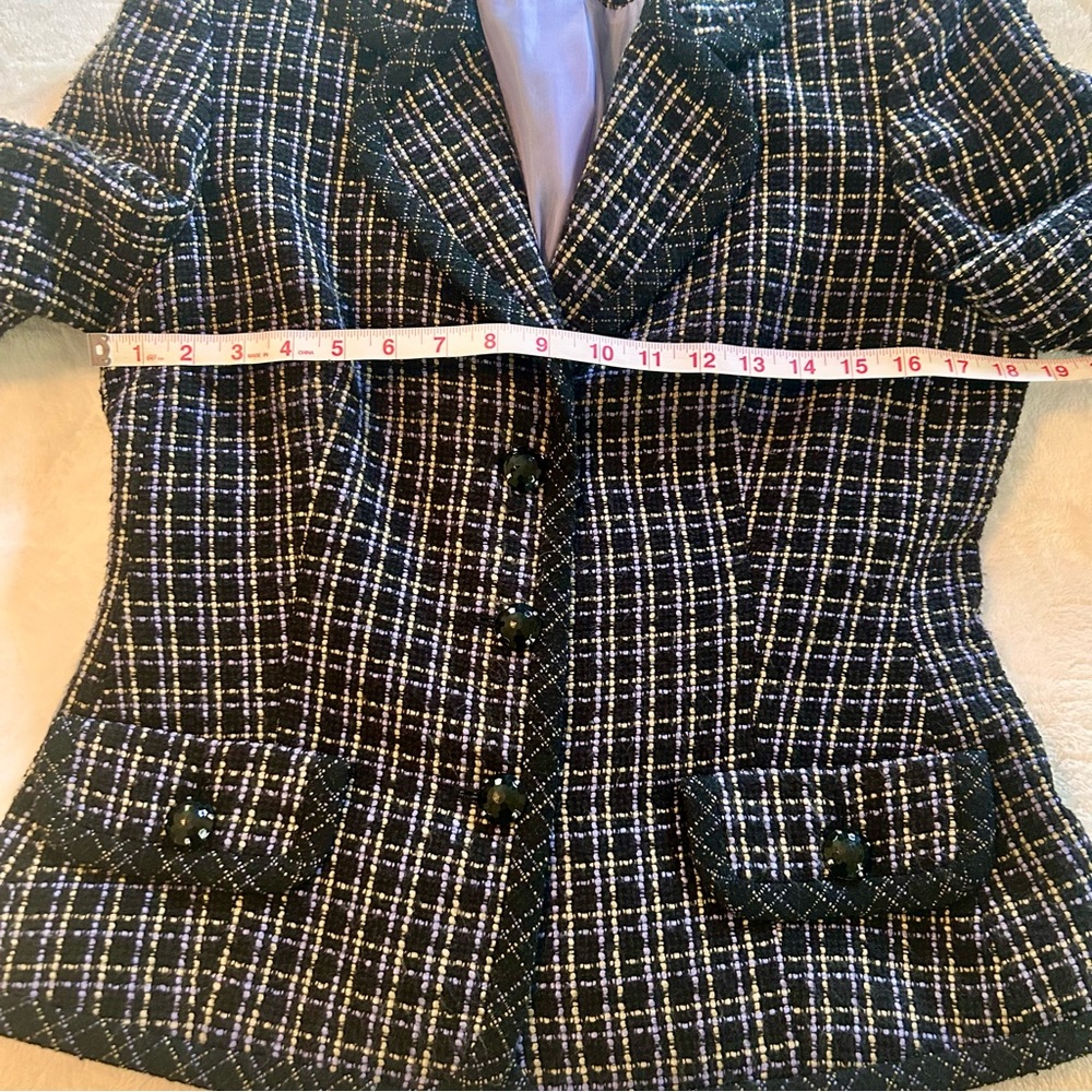 KASPER Tweed Blazer Size 8. Black/Purple/Tan Career Jacket EUC - Picture 6 of 13
